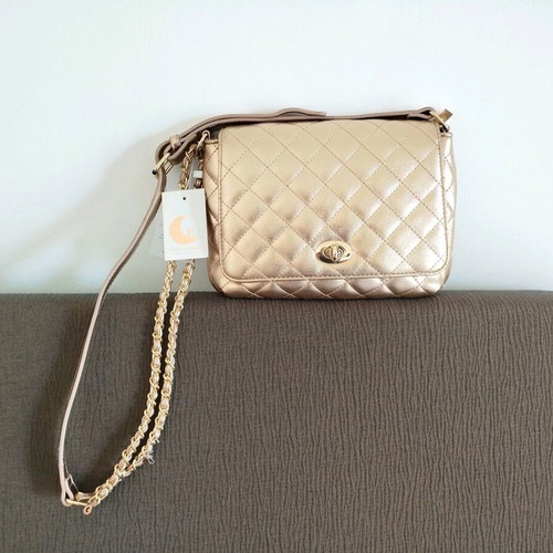 Michele Moon crossbody bag new pink gold with chain and leather strap