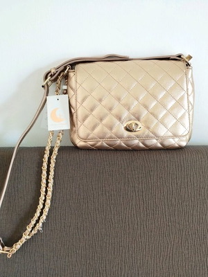 Michele Moon crossbody bag new pink gold with chain and leather strap