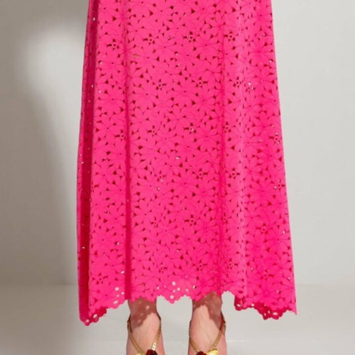 C-Throu maxi skirt set with crop top like new, pink