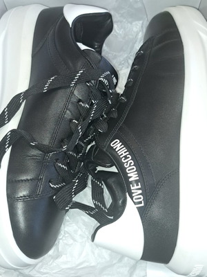Love Moschino men's black leather sneakers new