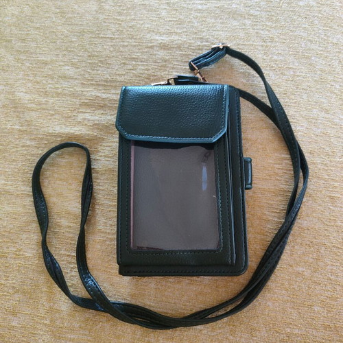 Wallet with phone case and adjustable strap new, green cypress