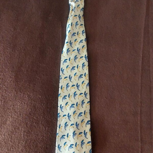 Passenger silk tie with dolphin print