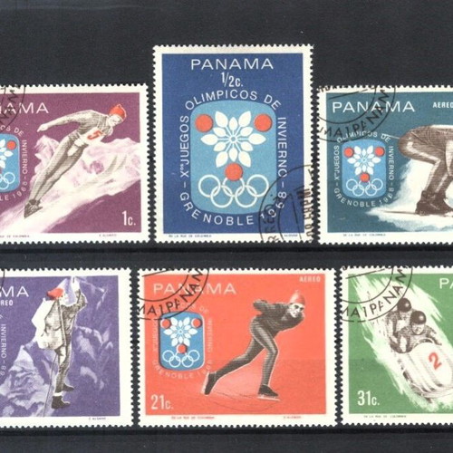 Panama set of 6 stamps new, 1968 Winter Olympic Games