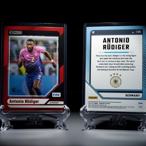 2024/25 Panini Donruss Antonio Rudiger Red Parallel Soccer Card Numbered 43/99