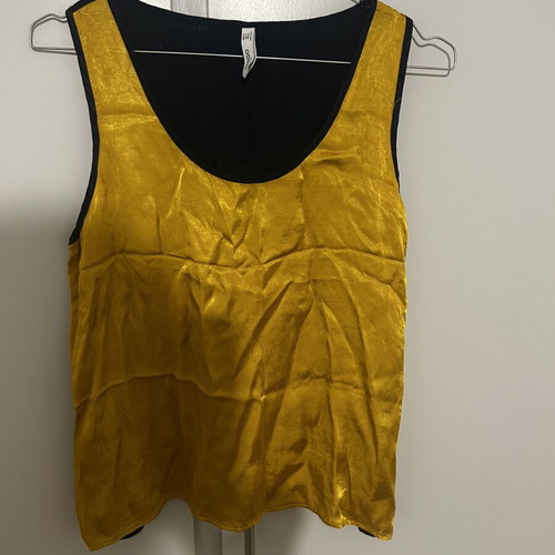 Silk top Mango medium like new, blue and yellow