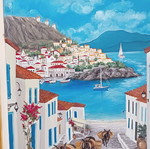 Πίνακας ζωγραφικής λάδι καινούργιος με εξαιρετική κορνίζα 0,86x0,69
