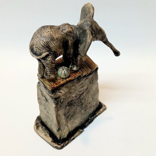 Handmade Ceramic Elephant Sculpture stoneware