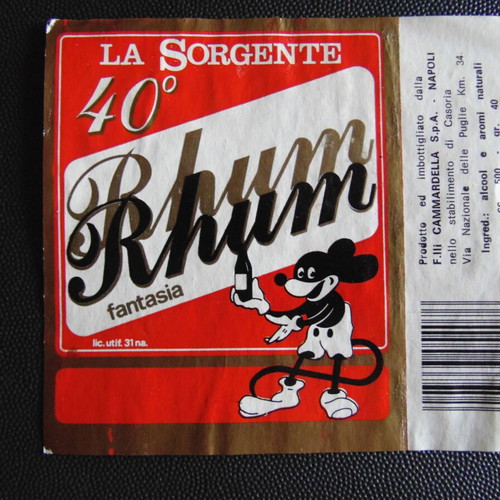 Italian rum bottle label like new, over 80 years old