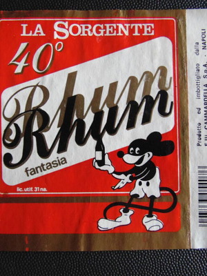 Σπάνια ιταλική ετικέτα μπουκαλιού με ρούμι σαν καινούργιο, πάνω των 80 χρόνων