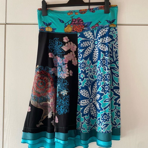 Desigual vintage A-line skirt with silk ruffle, like new