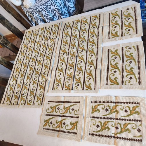 Vintage handmade set of 6 embroidered table linens