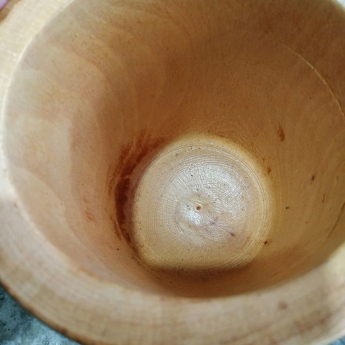 Wooden garlic grater used
