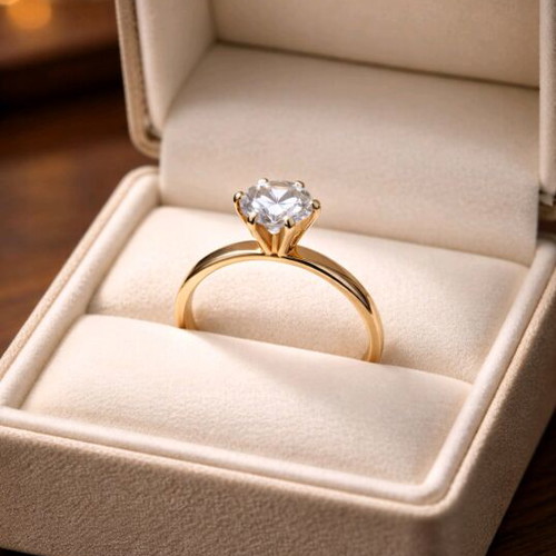 14K Gold Solitaire Ring Used
