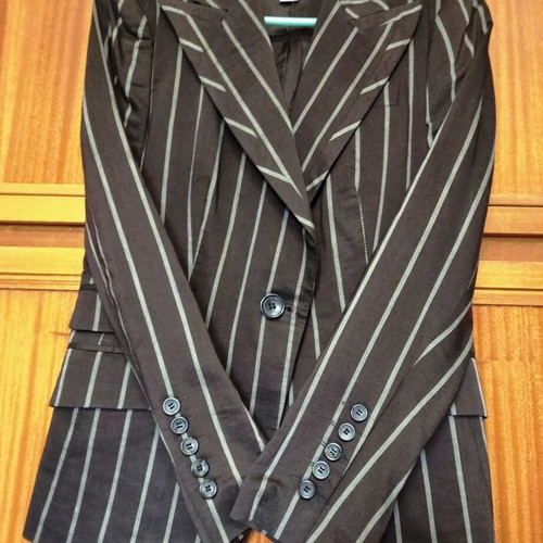 Brown chocolate striped suit with pockets Zara Woman size 38 like new