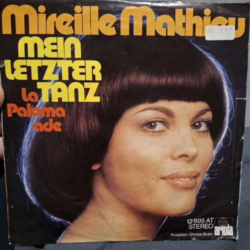 45 rpm record Mireille Mathieu 1973 used with double cover