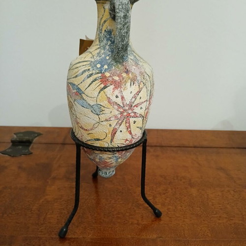 Handmade Minoan amphora replica like new with display stand