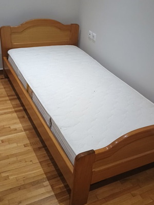 Single bed with mattress used, wooden