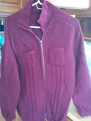 Men's handmade cardigan new, size XL, purple