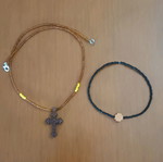 Necklace and bracelet set with wooden cross new