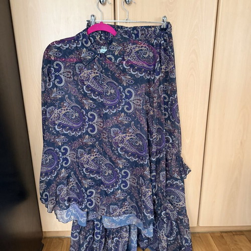 Ciel Concept shirt skirt and ribbon set like new, blue and purple