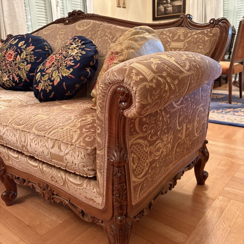 Three-seater sofa with two matching armchairs