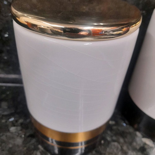 Christmas vases like new, set of 2, white, black, gold