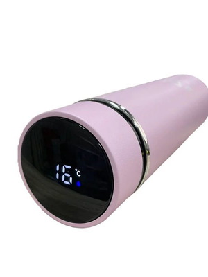 Μπουκάλι θερμός 500mL σε γκρι χρώμα με ένδειξη θερμοκρασίας καινούργιο