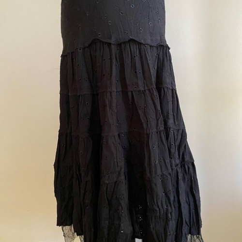 Midi skirt with pleats and tulle like new, black, size S/M