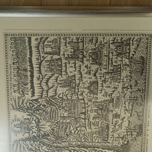 Framed reproduction of old Athos map print used