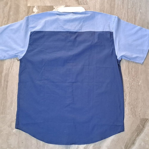 Master Stroke Men's Short Sleeve Shirt New, White and Blue, Size L