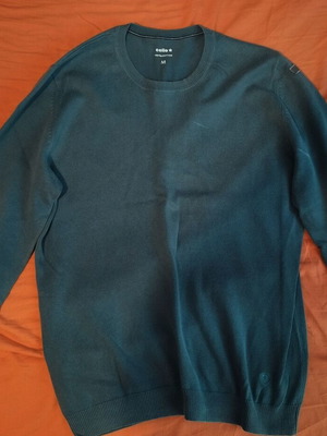 Celio men's sweater used, 100% cotton, size M, blue-green