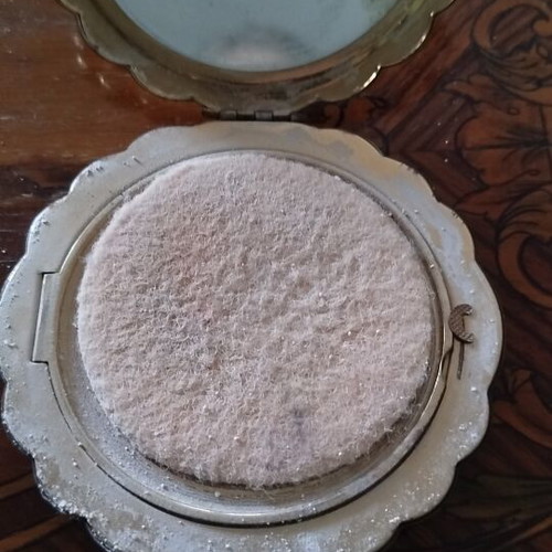 Vintage Powder Compact Mid-Century Floral Enamel