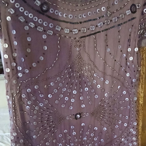 Blank London vintage silk dress with hand-embroidered sequins, purple