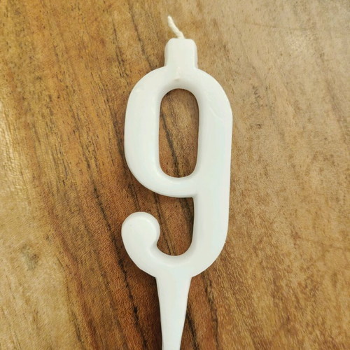 Birthday candle number 9 new white color