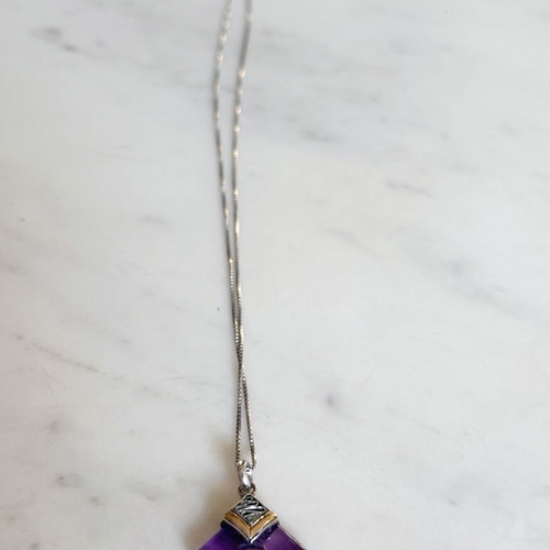Vintage pendant with amethyst in 925 silver and gold