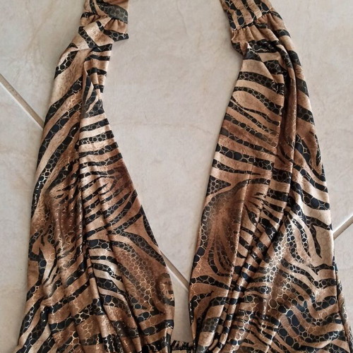 Maxi dress animal print with open back and bikini top, new