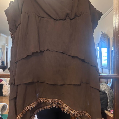 Vintage Y2K chocolate brown ruffle lace cami top size small like new