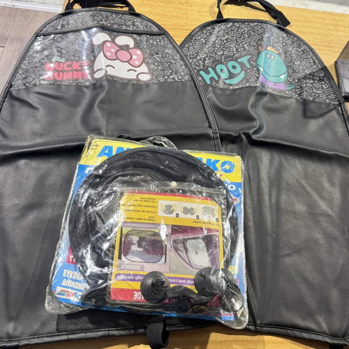 Backrest protectors for driver and passenger seats used with 2 sunshades