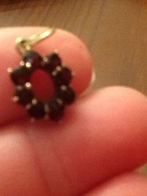 Gold pendant with 8 rubies used, vintage 1960
