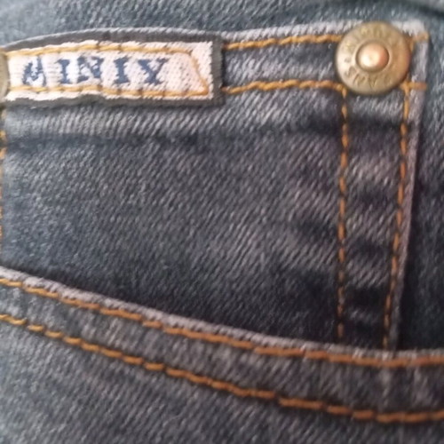 Jean elastic bell-bottom pants used, stonewashed blue black