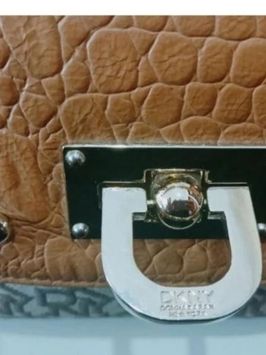 DKNY Crossbody Bag like new, monogram print with brown croc-effect trim