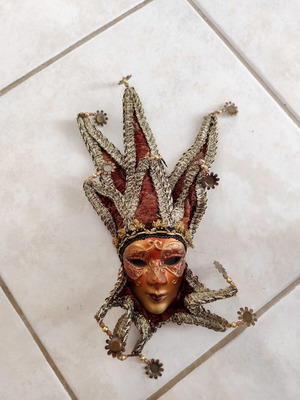 Handmade Venetian decorative mask like new, 25×20 cm