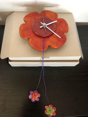 Ceramic wall clock hanging handmade new