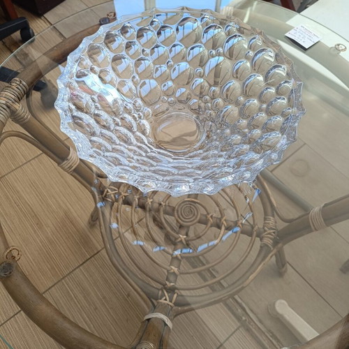 Large glass fruit bowl with bubble relief design