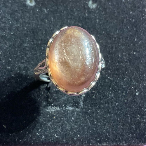 Silver ring one size with authentic Lepidolite stone