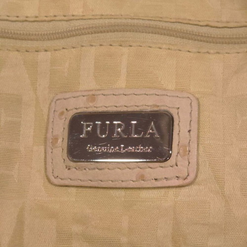 Furla beige ostrich texture leather shoulder bag