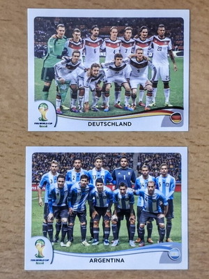 Panini World Cup Brasil 2014 stickers like new, Argentina #413 and Deutschland #489