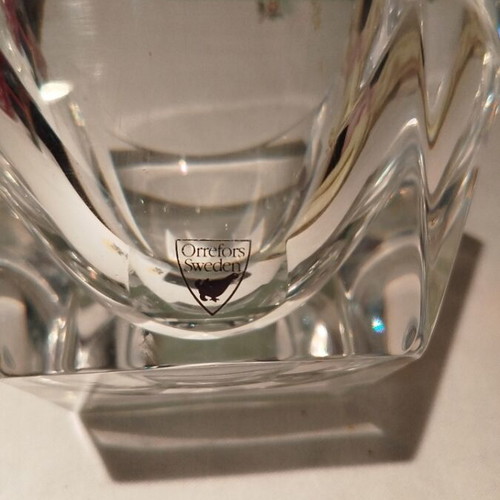 Crystal Orrefors Sweden ashtray used with minor chip