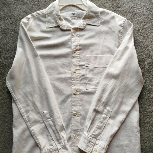 Zara white medium shirt new cotton linen-like