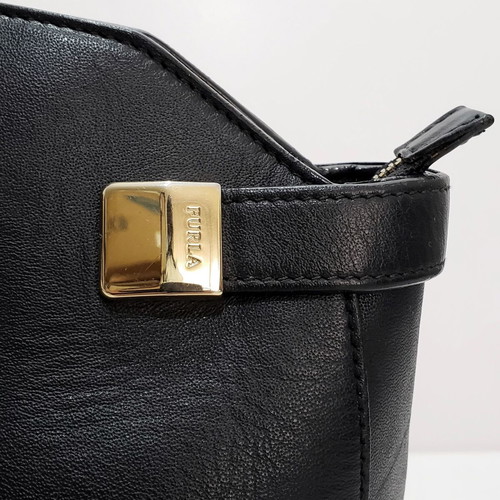 Furla Alice leather handbag used, black, 34cm
